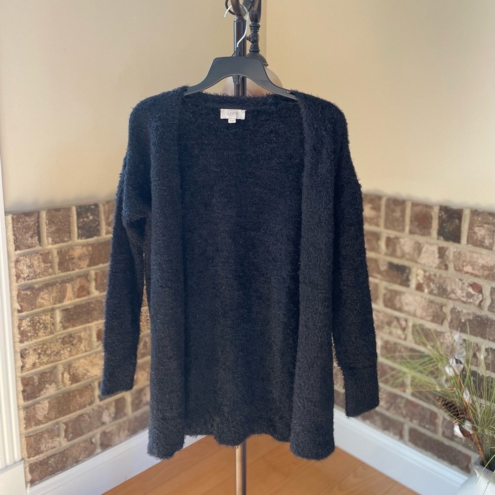 loft black sherpa cardigan